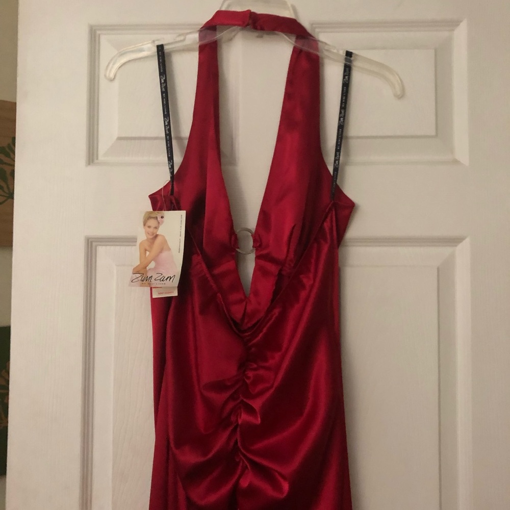 Sexy girl stretchy red satin looking dress!